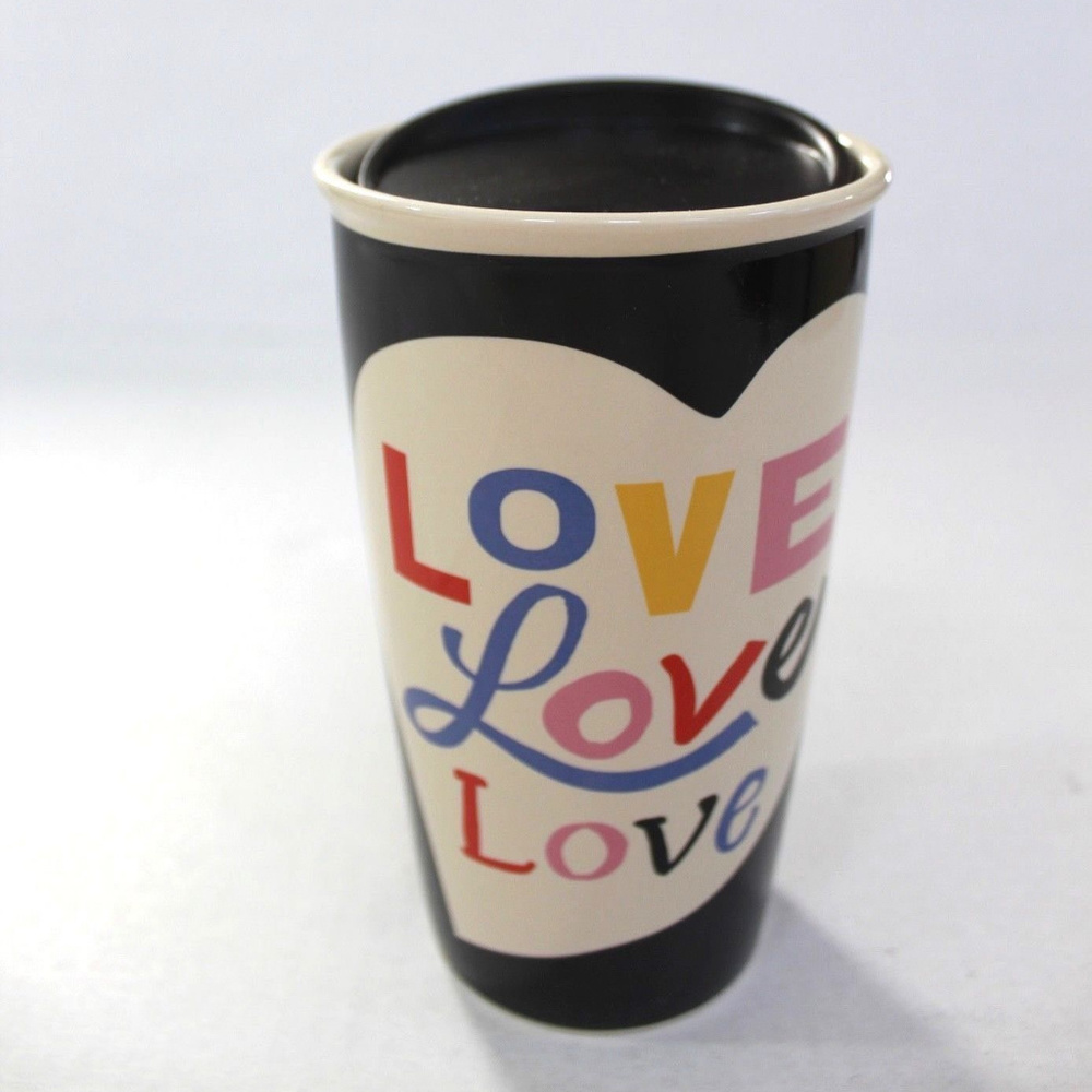 Starbucks LOVE Black Double Wall Ceramic Tumbler 12 oz